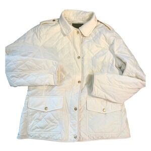 Talbots Quilted Barn Jacket, Cream&Gold accents, women's Large